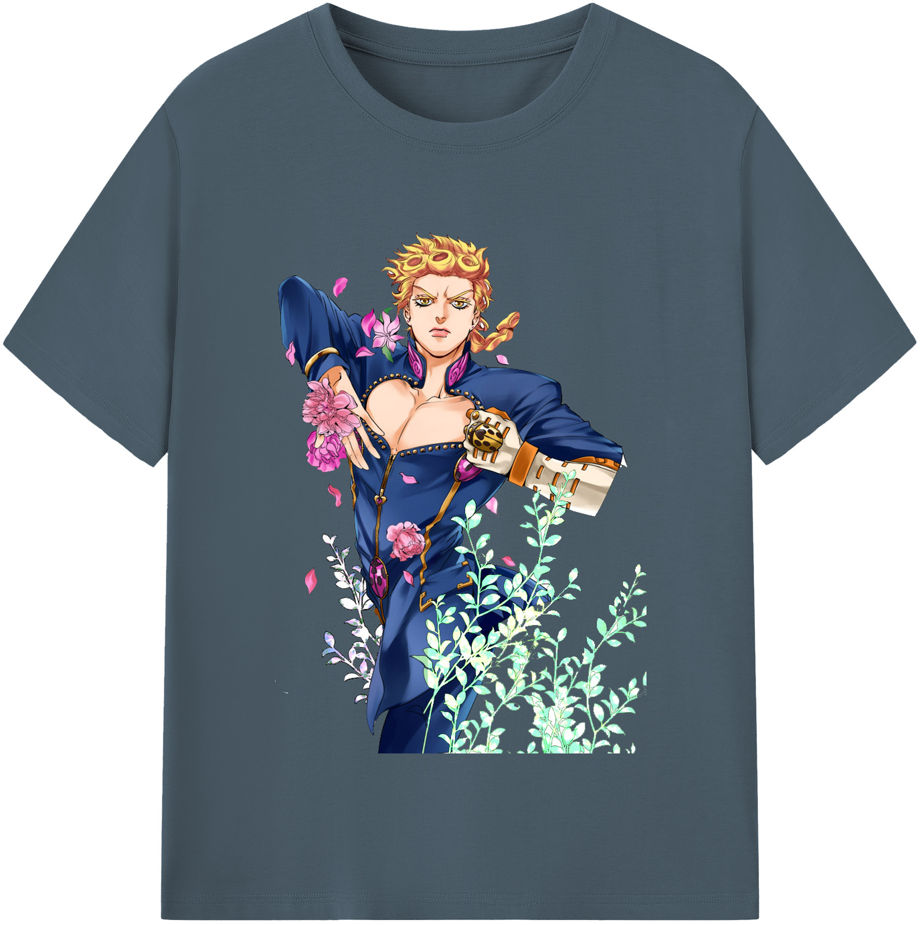 （画像用） ジョジョの奇妙な冒険 ジョルノ?ジョバァーナ JoJo's Bizarre Adventure Giorno Giovanna 綿100％半袖Tシャツ（フロントプリント）